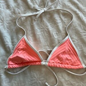 Aerie Pink and White Bikini Top